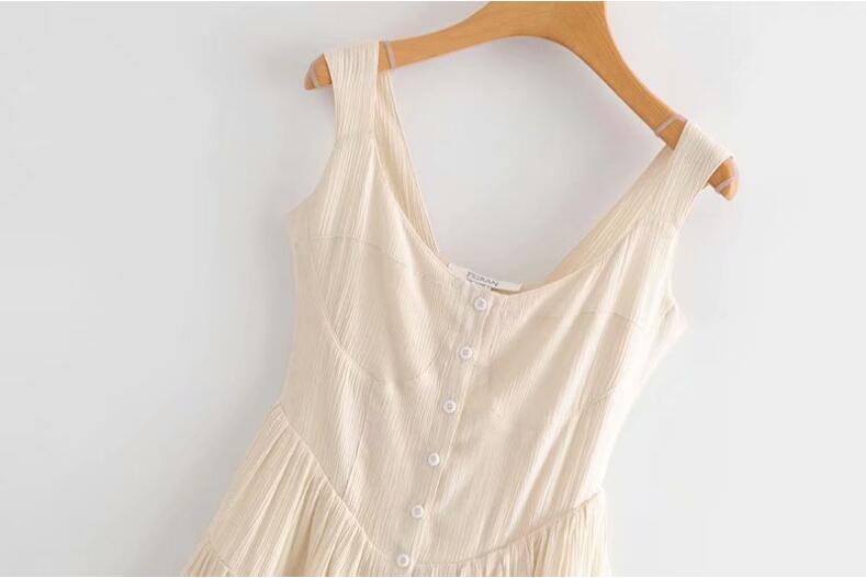 Boho Mini Dress Sundress, Charlotte Beige Apricot