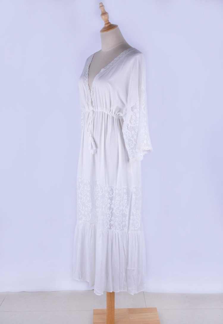 Beach Dress, Cover up Dress,, Maxi Boho Dress, White Lace Sophia