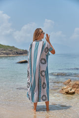 Beach Dress, Cover up Dress,, Maxi Boho Dress, Pink, Yellow and Blue Tibet