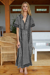 Beach Dress, Cover up Dress,, Maxi Boho Dress, Navy and BlackTibet