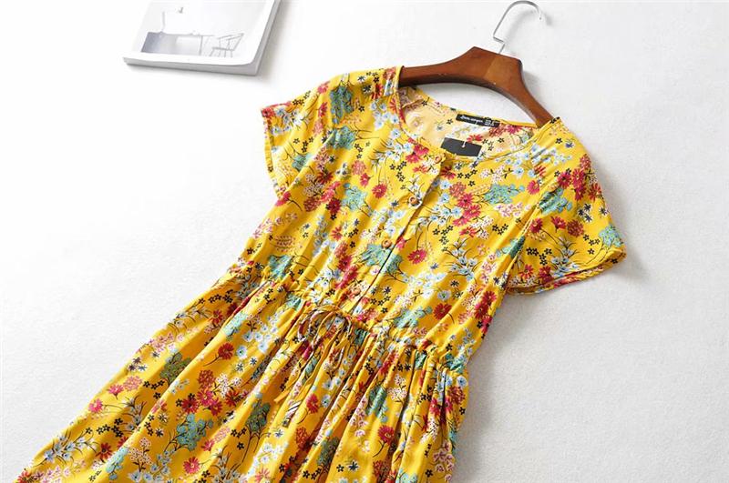 Boho Mini Dress Sundress, Wild Floral in Yellow Ducky