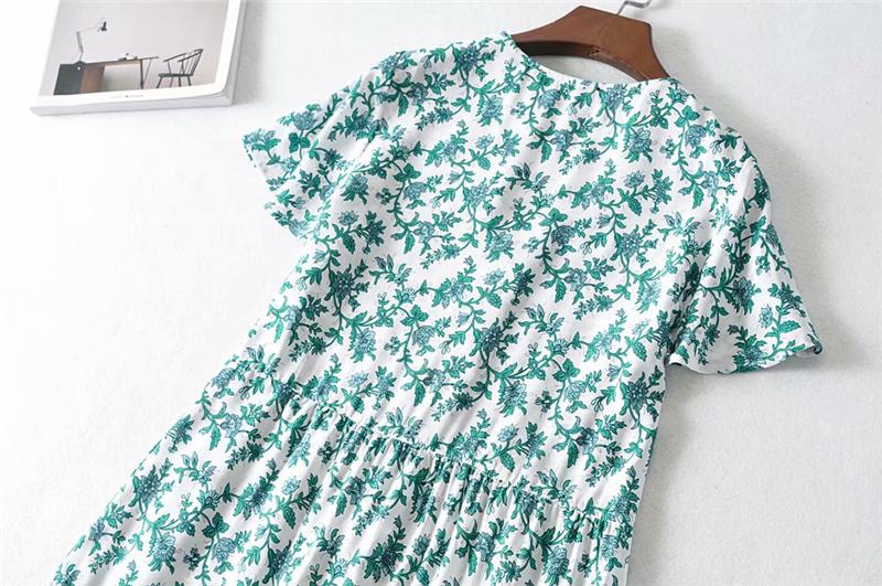 Boho Mini Dress Sundress, Wild Floral Fresh Green Mint