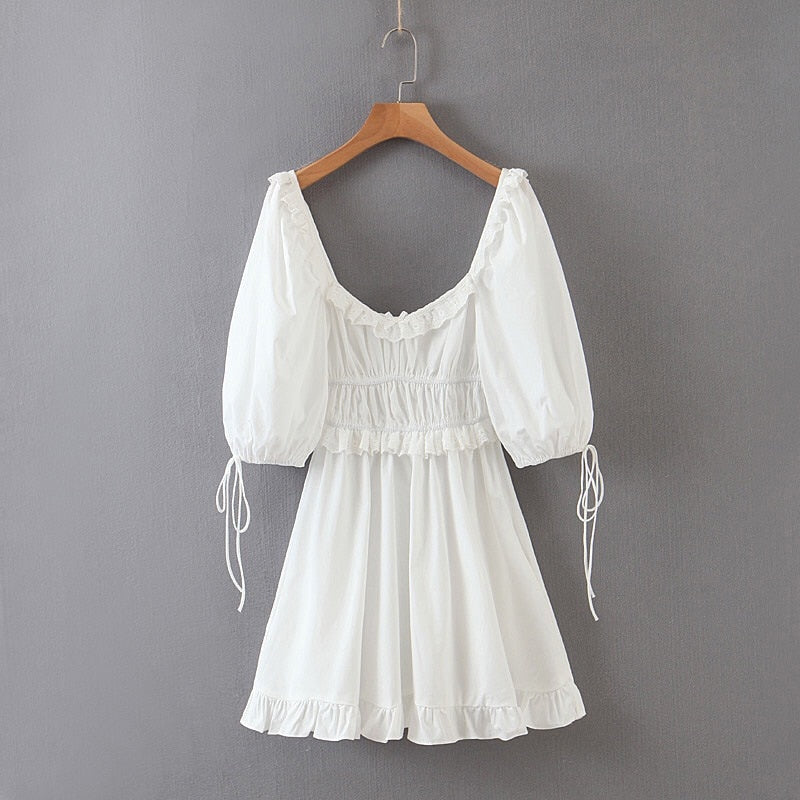 Boho Mini Dress Vintage White Maria