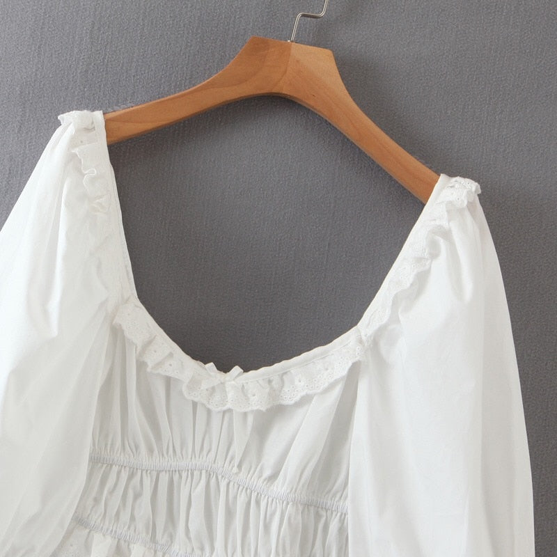 Boho Mini Dress Vintage White Maria