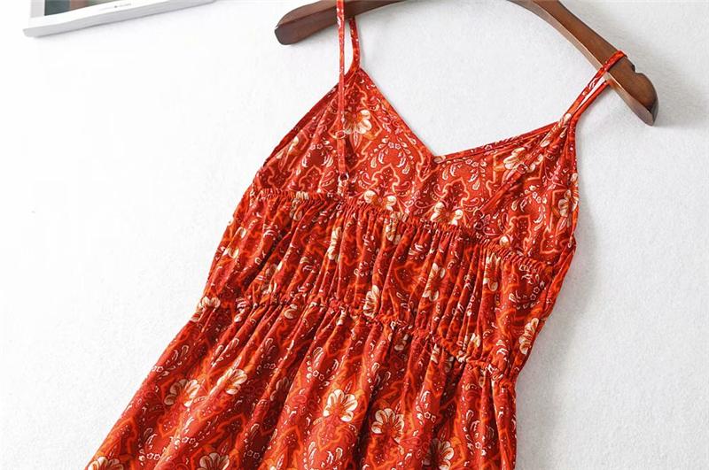 Boho Mini Dress Strappy, Sundress, Indian Red