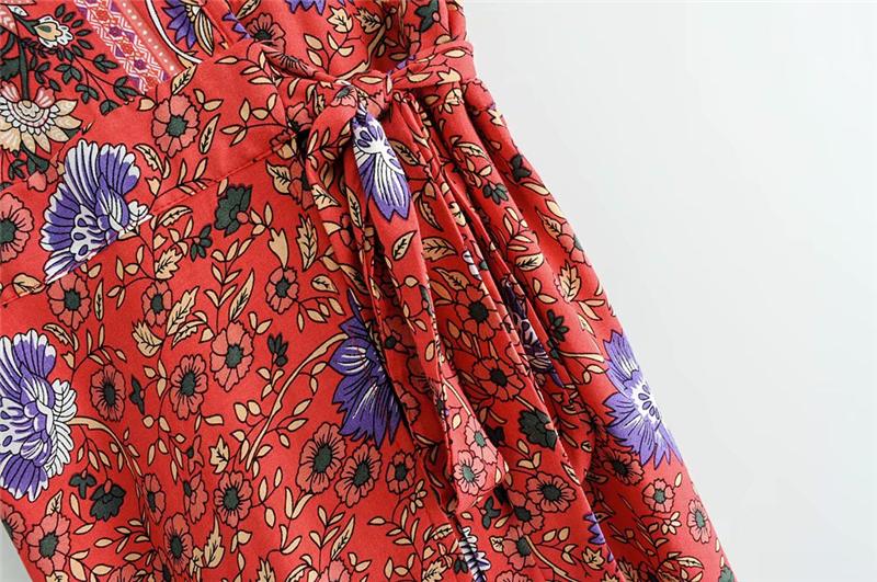 Boho Maxi Dress, Sundress, Wrap Dress, Country Girl Floral in Red and Navy