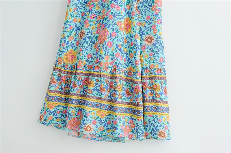 Boho Maxi Dress, Sundress, Wrap Dress, Flower Song in Blue and White