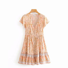 Boho Mini Dress Wild Rose in Pink Old Rose