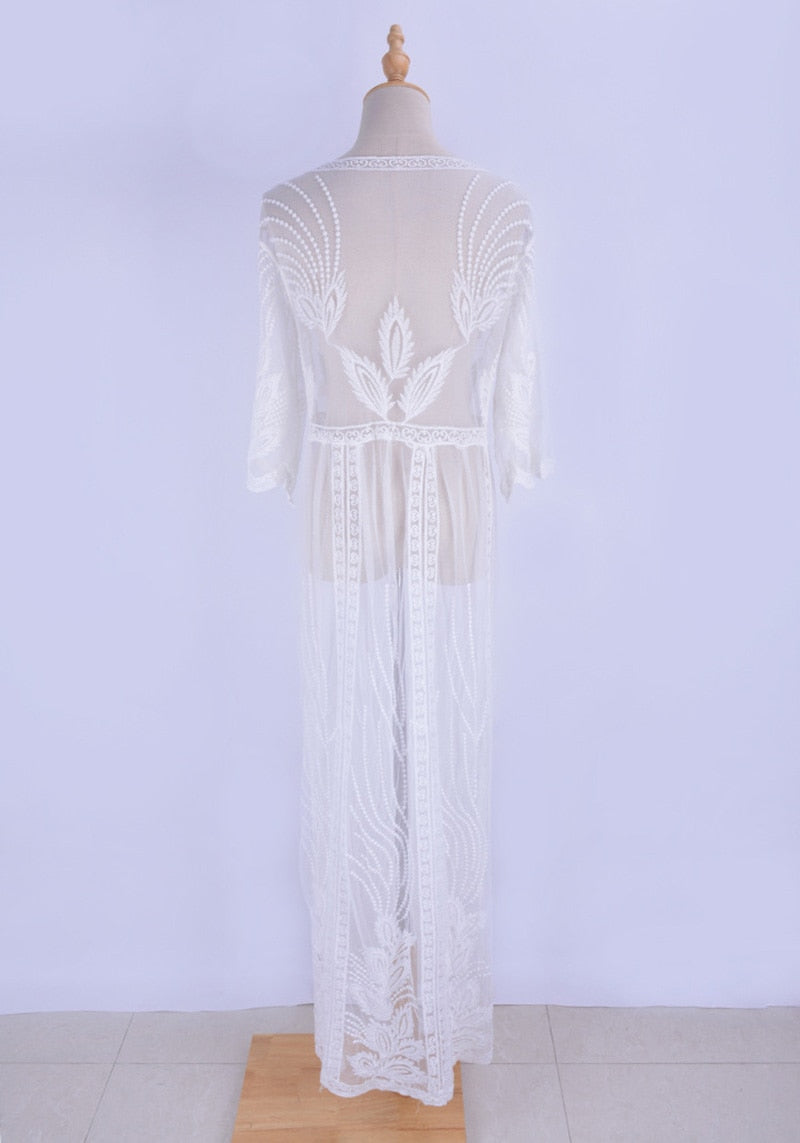 Beach Robe, Cover Up, Renata White Lace