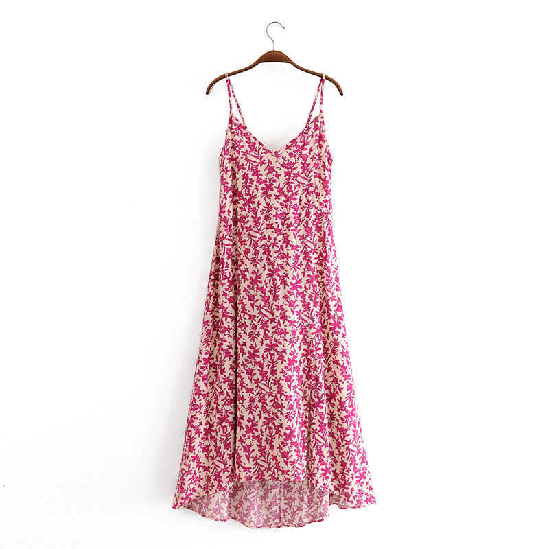 Boho Mini Dress Strappy Sundress, Pink Orchid