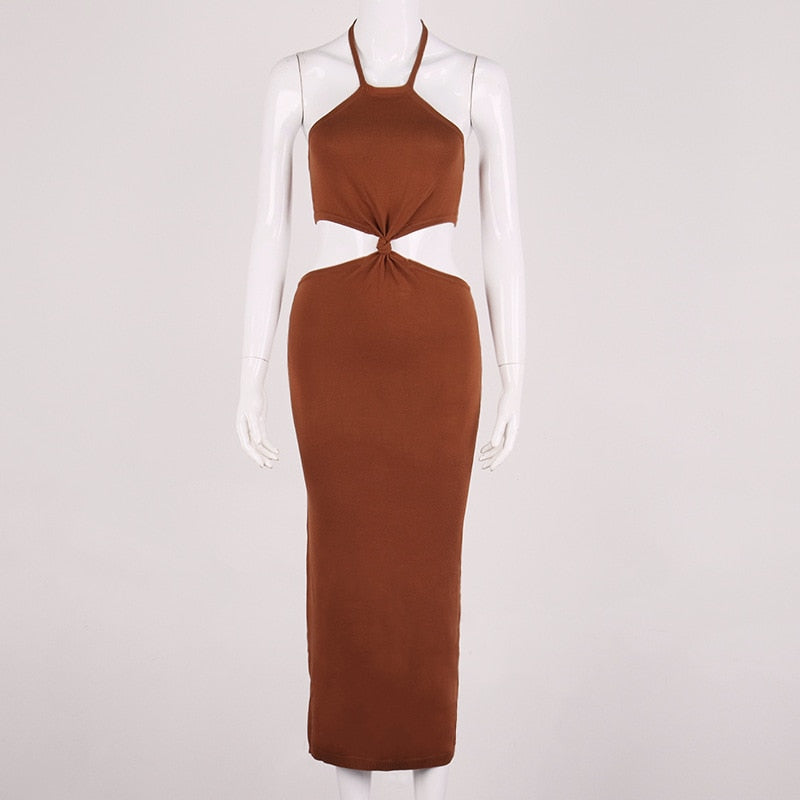 Beach Dress, Cover up Dress,, Maxi Dress Backless Dress, Elisa in Apricot and Brick Brown