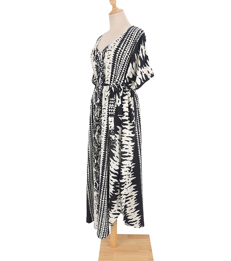 Beach Dress, Cover up Dress,, Kaftan Dress, Black Tie Dye Print