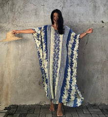 Beach Dress, Cover up Dress,, Kaftan Dress, Blue Tie Dye Print