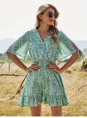 Boho Mini Dress Sundress, Jasmine Green