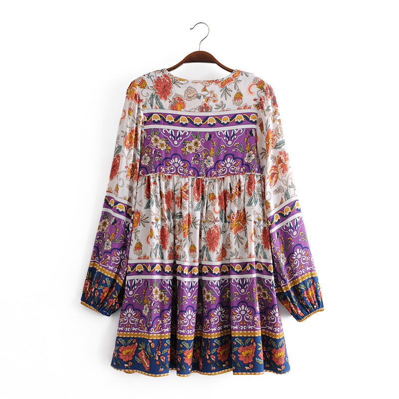 Boho Mini Dress Tunic Dress, Gerbil in Purple