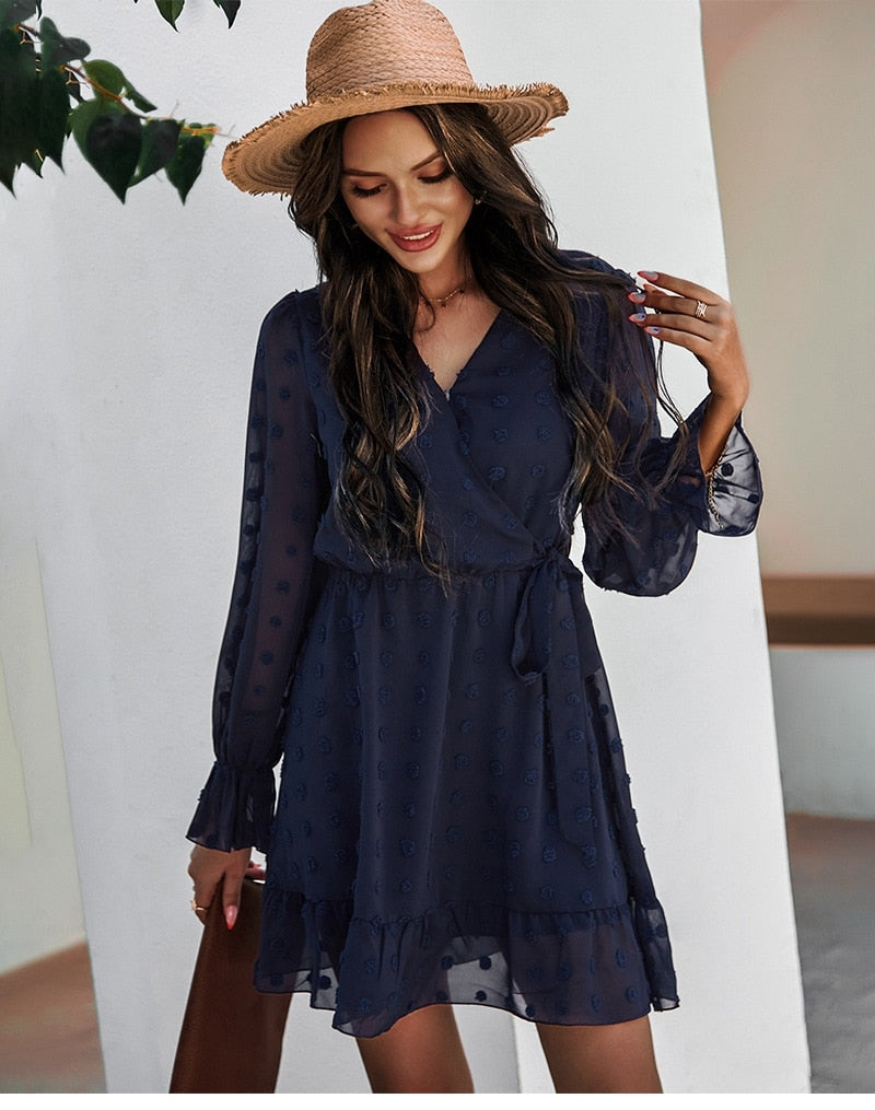 Boho Mini Dress Sarai in Blue