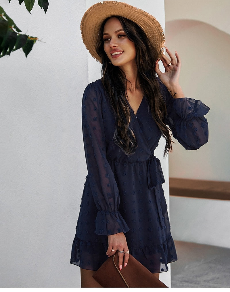 Boho Mini Dress Sarai in Blue