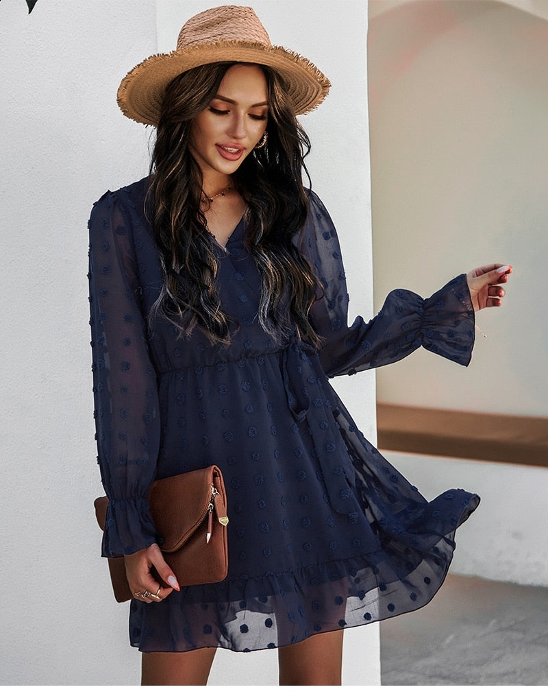 Boho Mini Dress Sarai in Blue