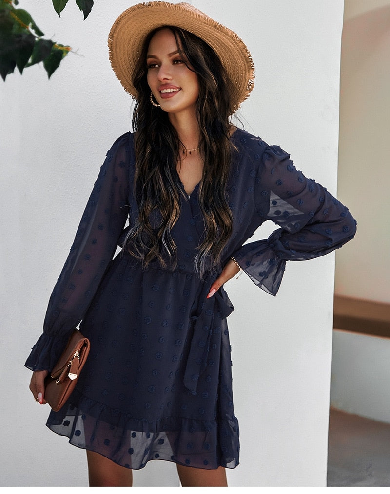 Boho Mini Dress Sarai in Blue