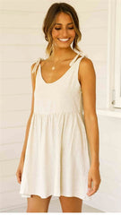 Boho Mini Dress Sundress, Berenice in White Apricot