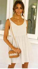 Boho Mini Dress Sundress, Berenice in White Apricot