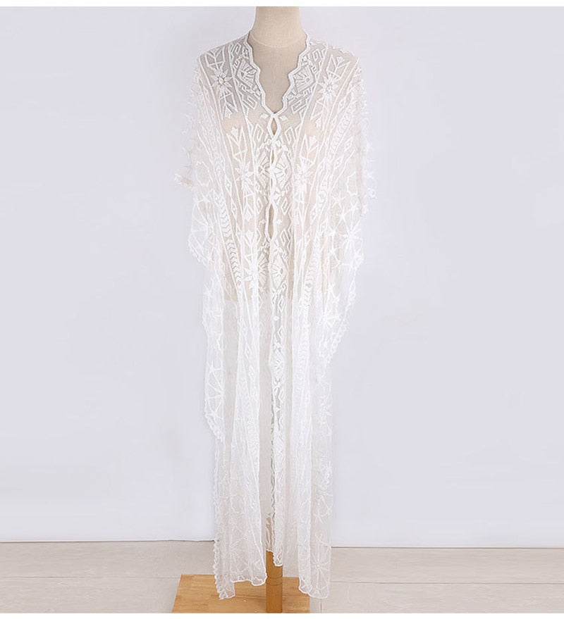 Beach Robe, Cover Up, Lace White Annabelle