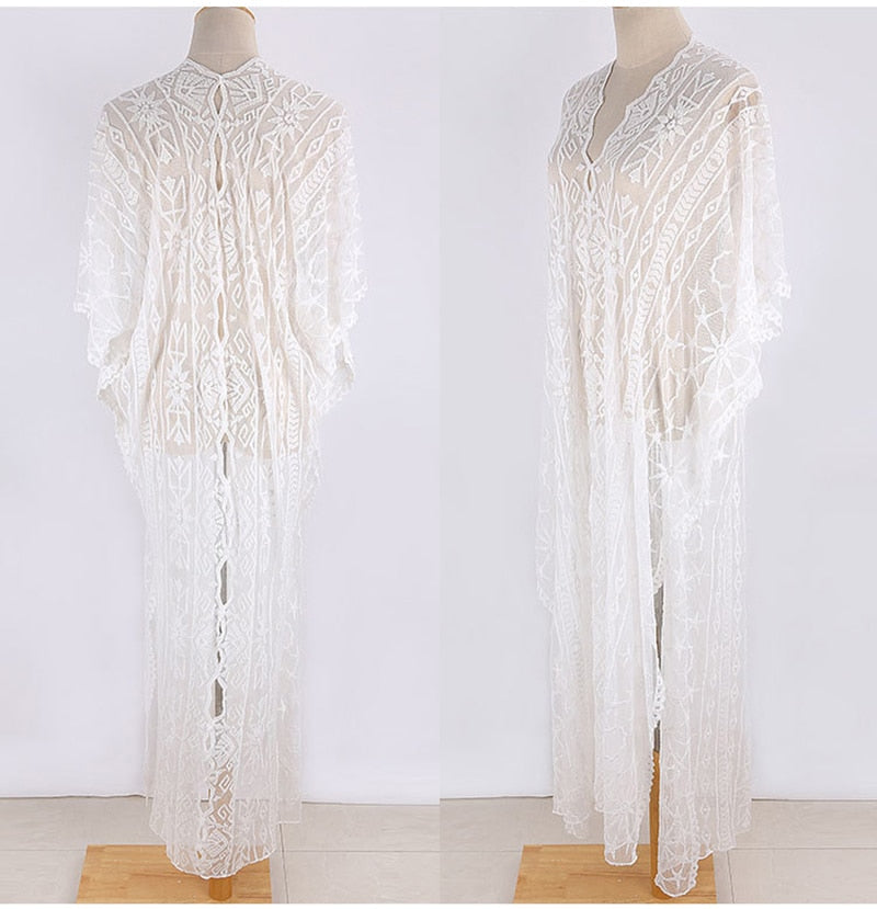 Beach Robe, Cover Up, Lace White Annabelle