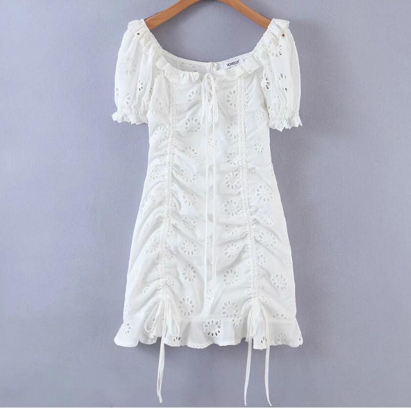 Boho Mini Dress Sundress, Embroidered Dress, Vintage White Lace Bella