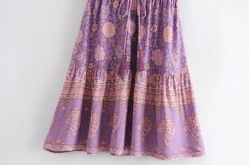 Boho Mini Dress Sundress, Purple Clementine Rose