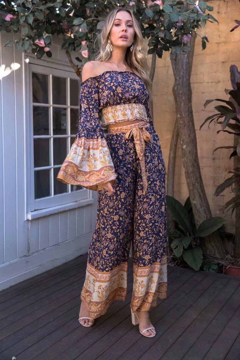 Boho Pant, Hippies Pants, Palazzo Pant, Wild Leg Pant, Jasmine in Navy Blue