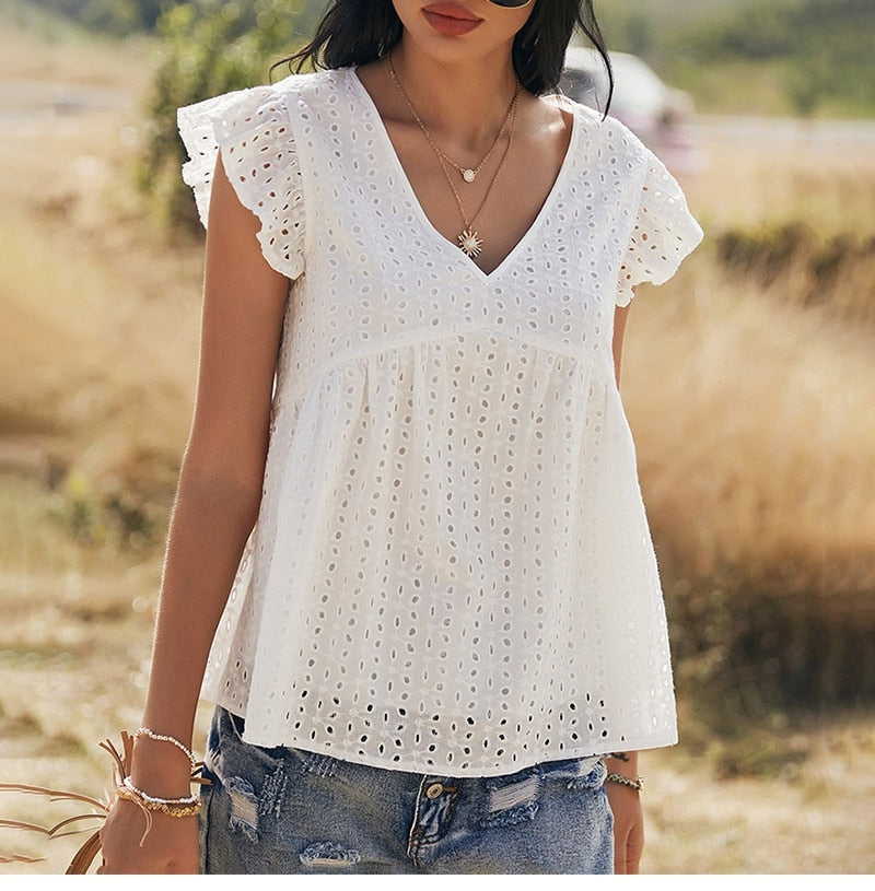 Boho Tops for Women, Boho Tops for Women, Boho Blouse, Maya White Vintage Lace Shirt