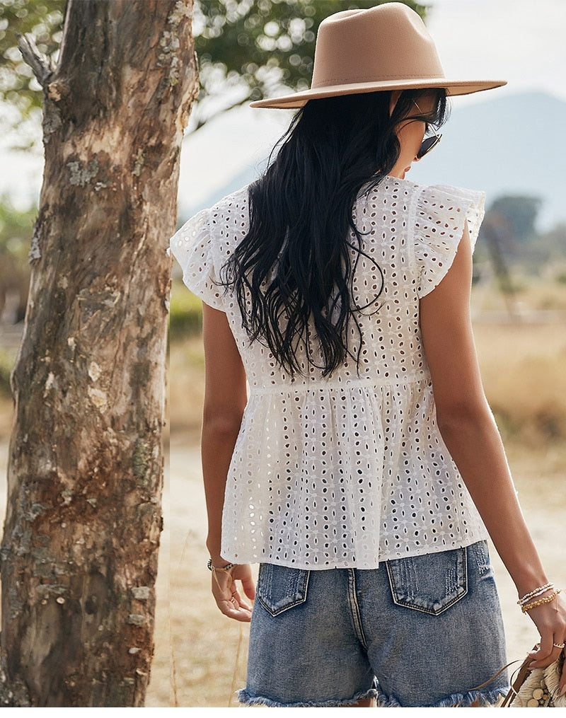 Boho Tops for Women, Boho Tops for Women, Boho Blouse, Maya White Vintage Lace Shirt