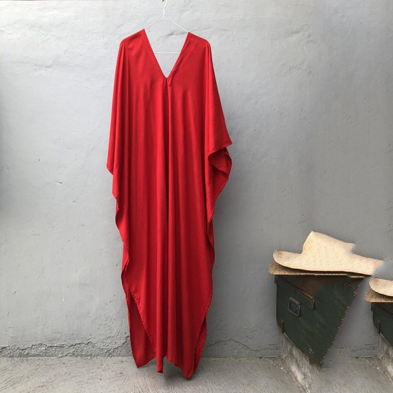 Beach Dress, Maxi Boho Dress, Kaftan Dress, Red Isla