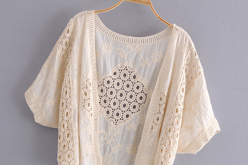 Boho Tops for Women, Boho Tops for Women, Boho Blouse, Vintage Crochet Blouse, Lisa White and Apricot