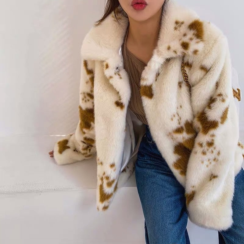 Boho Winter Coat, Fur Coat, Faux Fox Fur, Brown Puppy