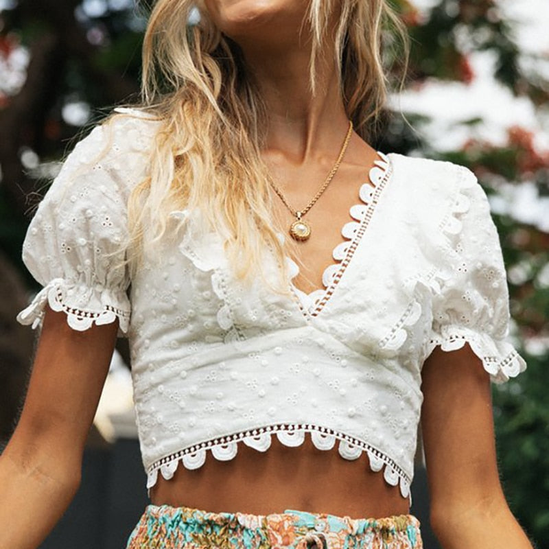 Boho Tops for Women, Boho Tops for Women, Boho Blouse, Vintage Crop Top, Katriane in White Lace