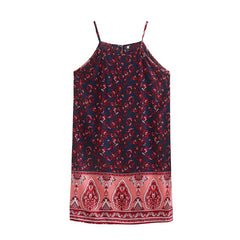 Boho Mini Dress Strappy, India Jasmine in Pink-Navy