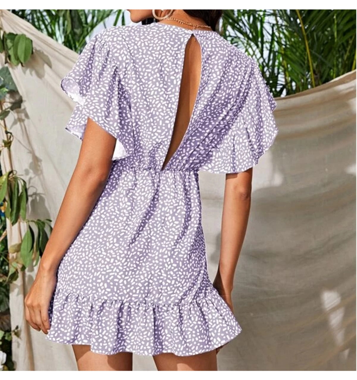 Boho Mini Dress Vintage Dress, Amelie Purple Lavender