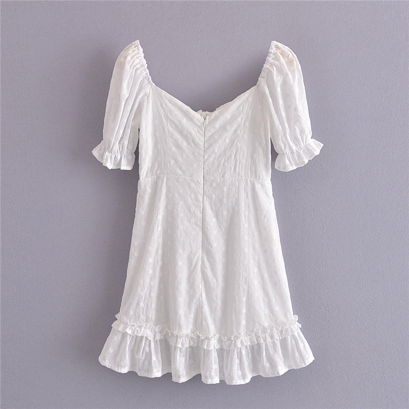 Boho Mini Dress Sundress, Embroidered Dress, Vintage White Lace Zoe