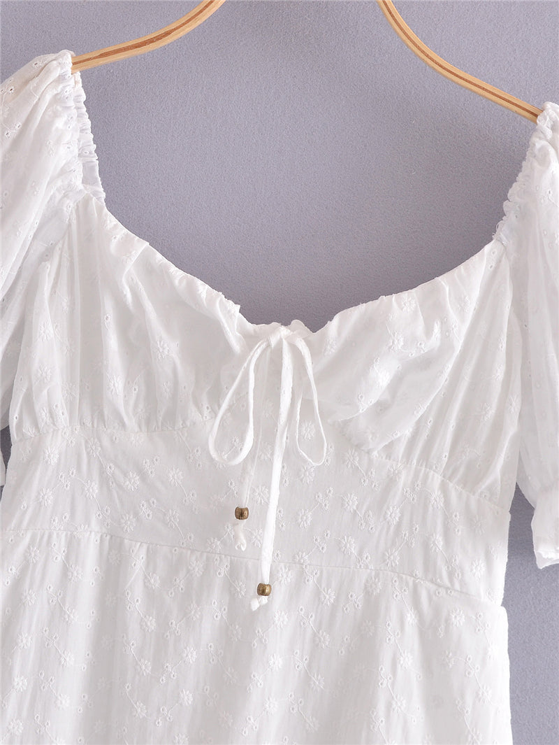 Boho Mini Dress Sundress, Embroidered Dress, Vintage White Lace Zoe