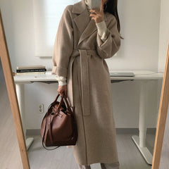 Winter Coat, Wool Coat, Long Wool Coat Women, Robe Coat Reina in Beige