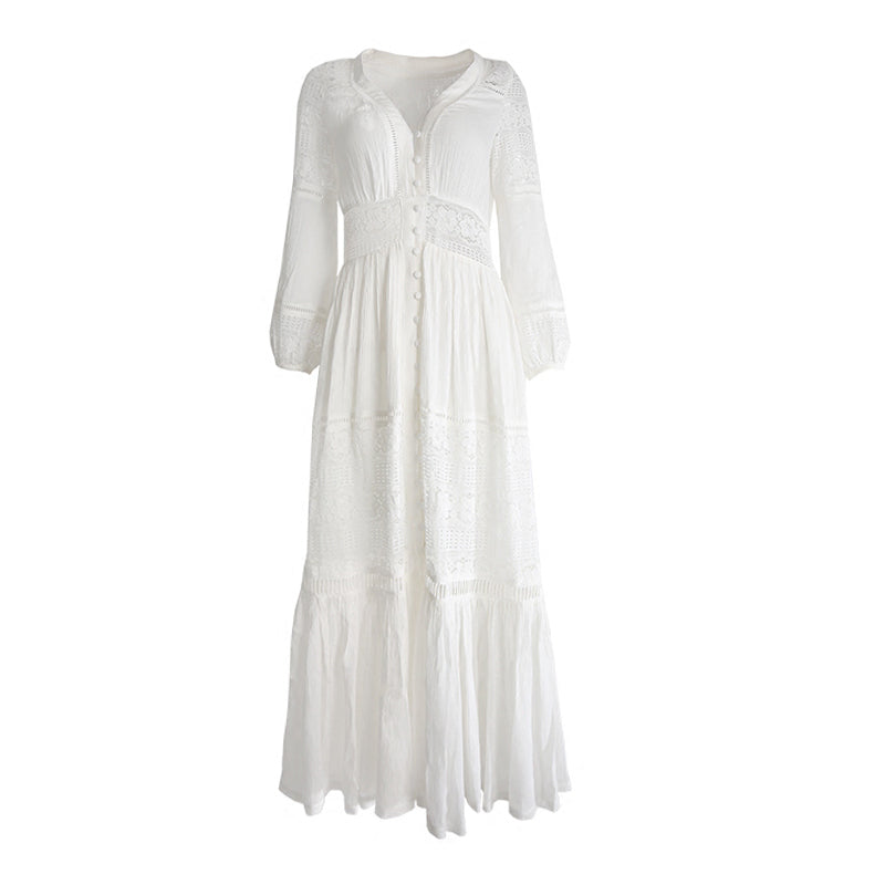 Boho Maxi Dress, White Cloud