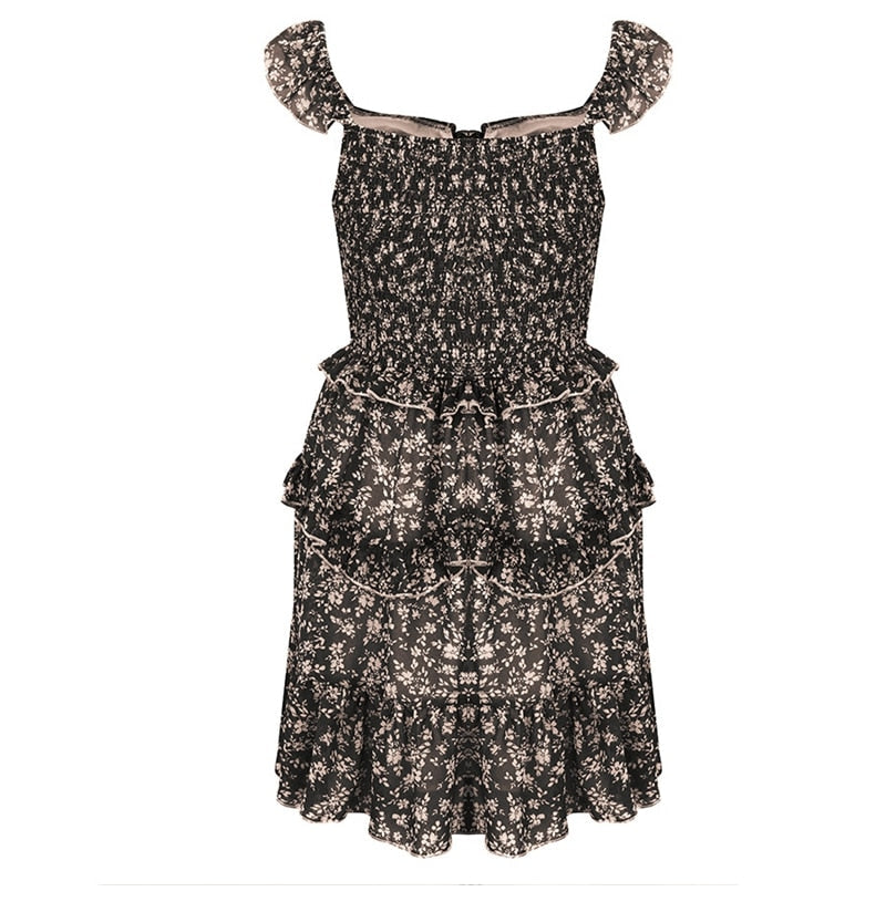 Boho Mini Dress Sundress, Black Jasmine