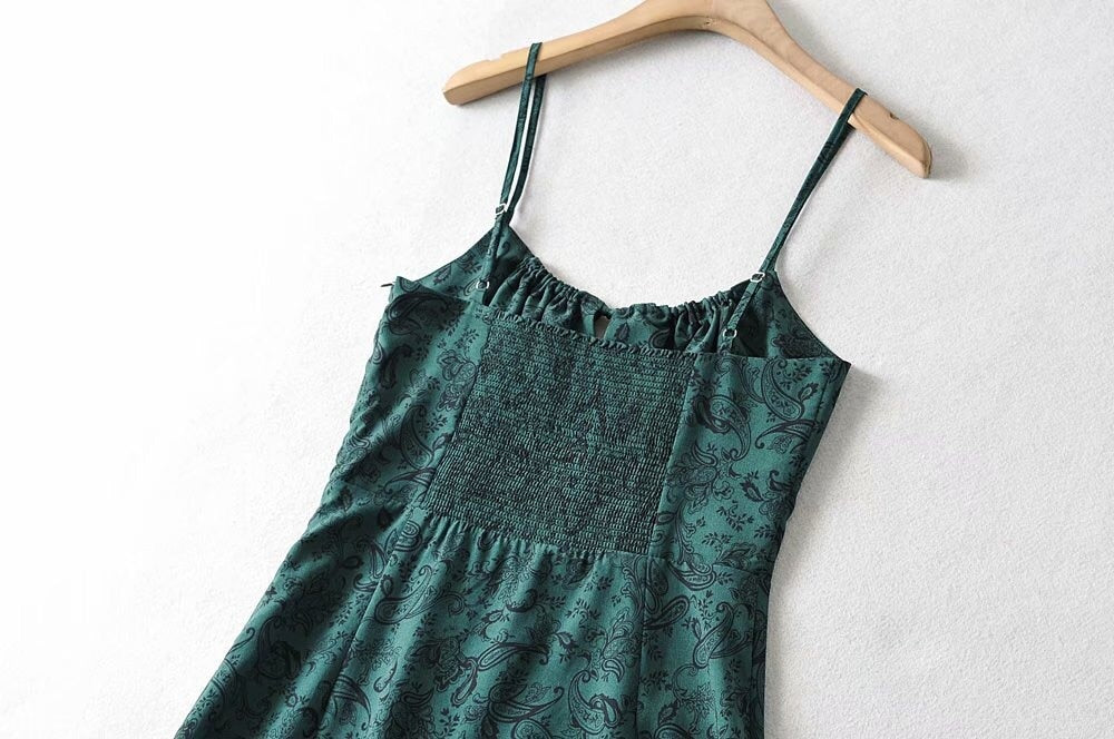 Boho Mini Dress Strappy Sundress, Missy Daisy in Green