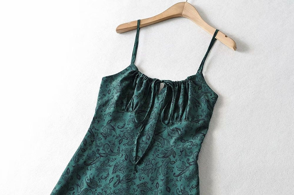 Boho Mini Dress Strappy Sundress, Missy Daisy in Green