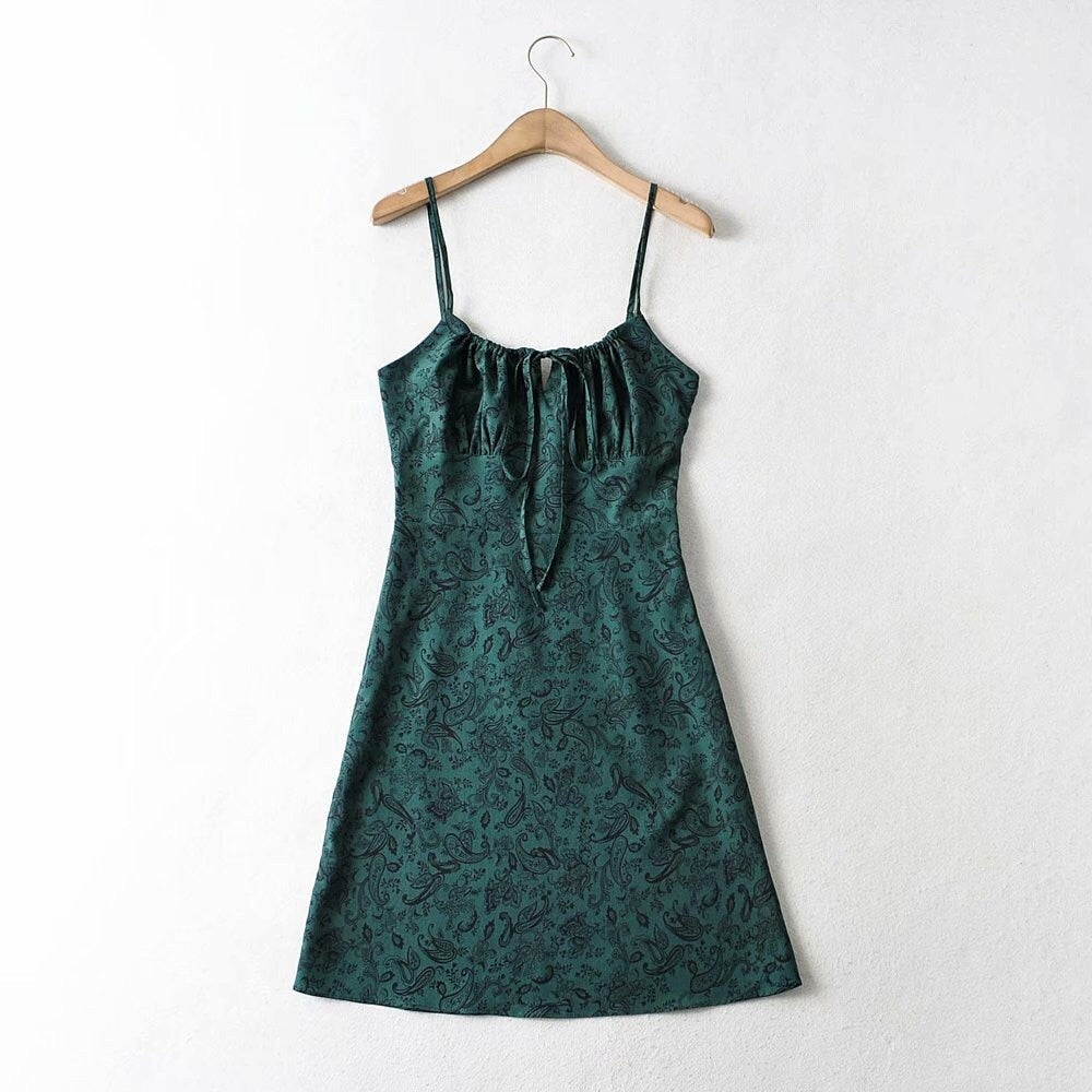 Boho Mini Dress Strappy Sundress, Missy Daisy in Green