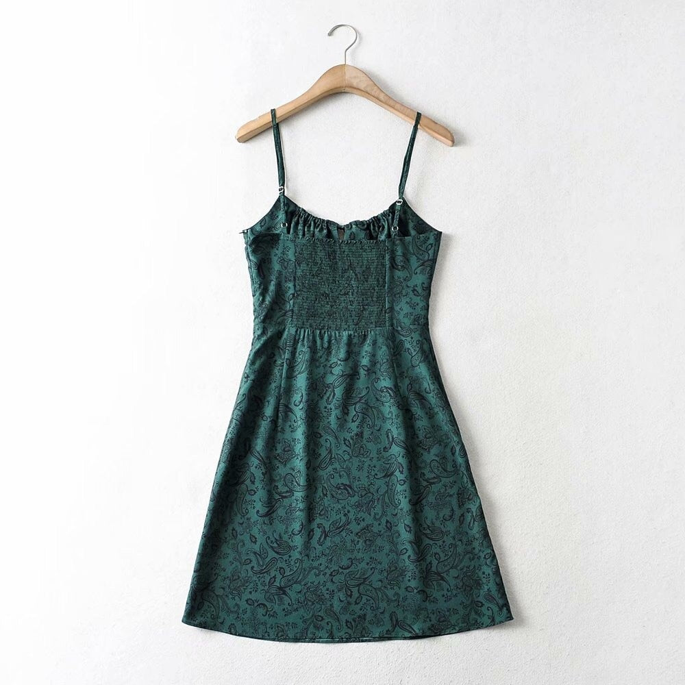 Boho Mini Dress Strappy Sundress, Missy Daisy in Green