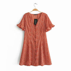 Boho Mini Dress Sundress, Malisa in Red