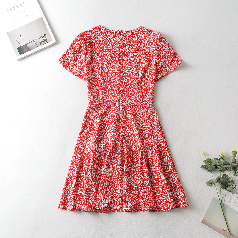 Boho Mini Dress Sundress, Eliza in Red