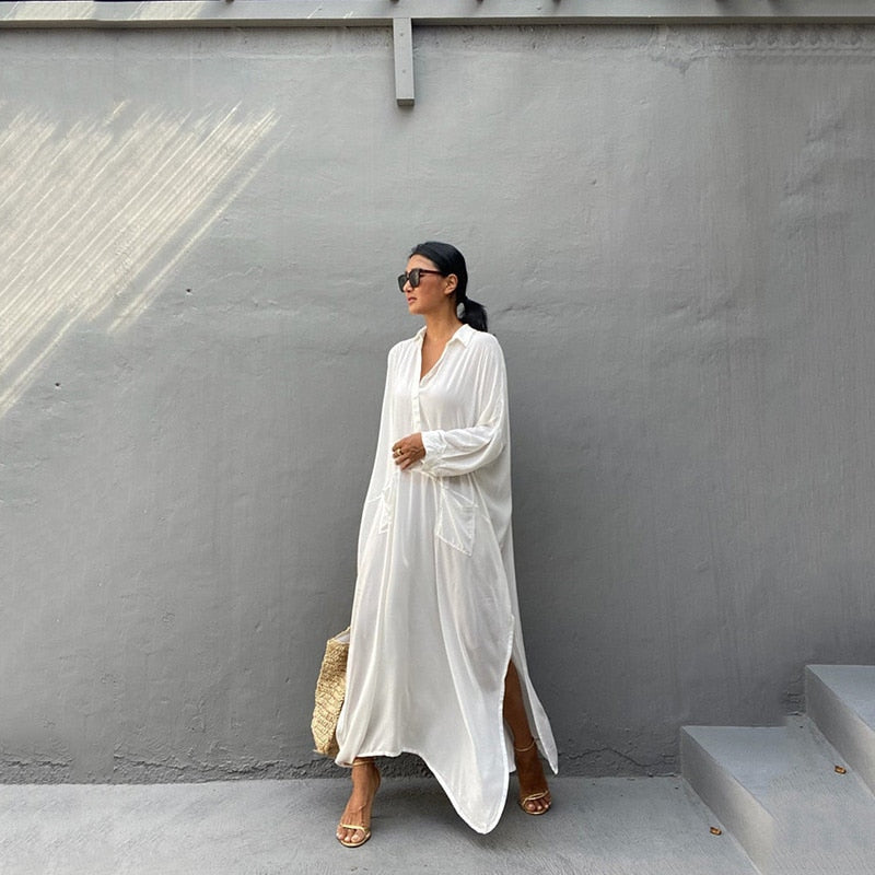 Beach Dress, Maxi Boho Dress, Martha in White